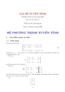 Đại số tuyến tính - Hệ phương trình tuyến tính