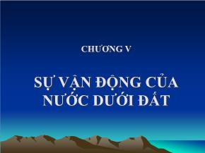 Địa lý kinh tế Việt Nam - Chương V: Sự vận động của nước dưới đất