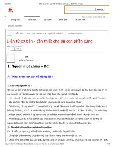 Điện tử cơ bản - Cần thiết cho bà con phần cứng