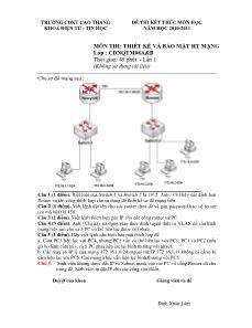 Ðề thi kết thúc môn học năm 2010 - 2011 - Thiết kế và bảo mật hệ thống mạng