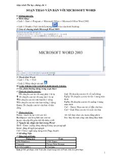 Giáo trình tin học chứng chỉ A - Soạn thảo văn bản với microsoft word