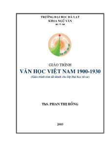Giáo trình Văn học Việt Nam 1900 - 1930