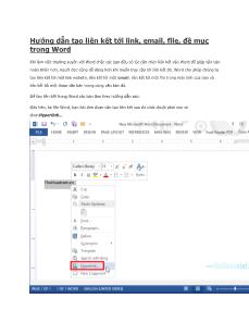 Hướng dẫn tạo liên kết tới link, email, file, đề mục trong Word