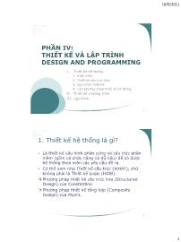 Kĩ thuật lập trình - Phần IV: Thiết kế và lập trình design and programming