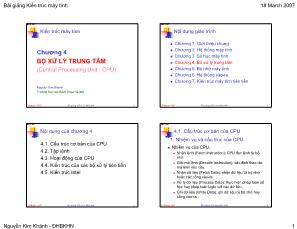 Kiến trúc máy tính - Chương 4: Bộ xử lý trung tâm