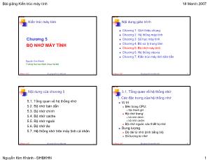 Kiến trúc máy tính - Chương 5: Bộ nhớ máy tính