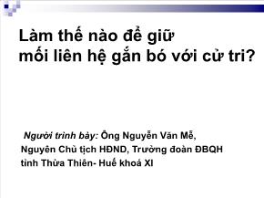 Làm thế nào để giữ mối liên hệ gắn bó với cử tri?