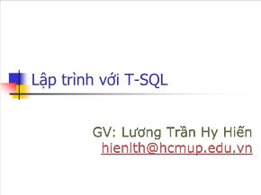 Lập trình với T - SQL