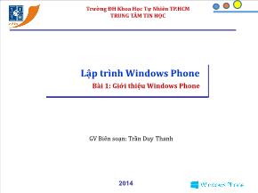 Lập trình windows phone - Bài 1: Giới thiệu windows phone