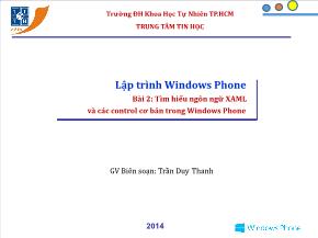 Lập trình windows phone - Bài 2: Tìm hiểu ngôn ngữ xaml và các control cơ bản trong windows phone