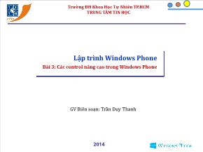 Lập trình Windows Phone - Bài 3: Các control nâng cao trong Windows Phone