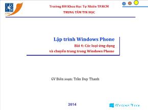 Lập trình Windows Phone - Bài 4: Các loại ứng dụng và chuyển trang trong Windows Phone