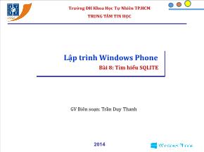 Lập trình windows phone - Bài 8: tìm hiểu Sqlite