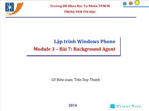 Lập trình Windows Phone - Module 3 – Bài 7: Background Agent