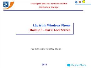 Lập trình Windows Phone - Module 3 – Bài 9: Lock Screen