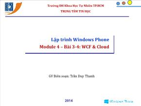 Lập trình windows phone - Module 4 – Bài 3, 4: Wcf và cloud