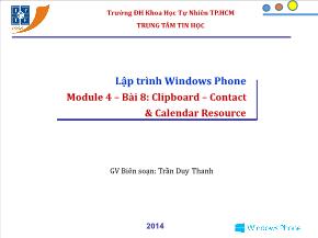 Lập trình Windows Phone Module 4 – Bài 8: Clipboard – Contact và Calendar Resource