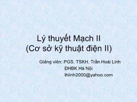 Lý thuyết mạch ii (cơ sở kỹ thuật điện II)