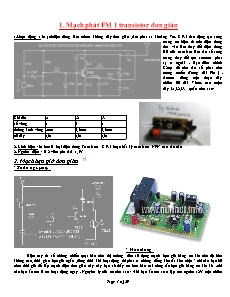 Mạch phát FM 1 transistor đơn giản