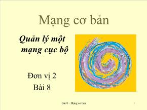 Mạng cơ bản - Quản lý một mạng cục bộ