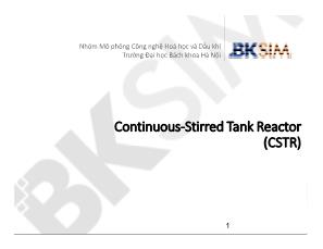 Mô phỏng công nghệ hóa học và dầu khí - Continuous - Stirred Tank Reactor (CSTR)