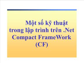 Một số kỹ thuật trong lập trình trên .Net Compact FrameWork (CF)