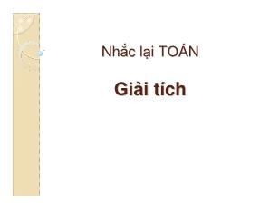 Nhắc lại Toán giải tích