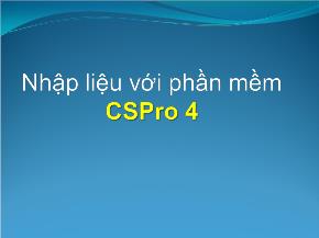 Nhập liệu với phần mềm CSPro 4
