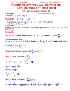 Phương trình vi phân và lí thuyết chuỗi - Bài 1: Chương I: Lý thuyết chuỗi