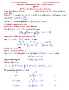 Phương trình vi phân và lí thuyết chuỗi - Bài 14: Phép tịnh tiến và phân thức đơn giản