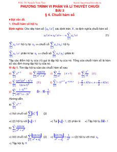 Phương trình vi phân và lí thuyết chuỗi - Chuỗi hàm số