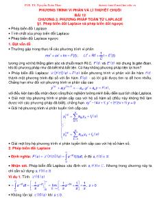 Phương trình vi phân và lí thuyết chuỗi - Phép biến đổi Laplace và phép biến đổi ngược