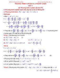 Phương trình vi phân và lí thuyết chuỗi - Phương trình vi phân cấp hai (Tiếp)