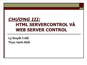 Quản trị web - Chương III: Html servercontrol và web server control