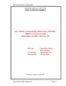 Quy trình vận hành hệ thống máy tính điều khiển và giám sát hmi trạm biến áp 500kv Thường Tín