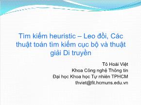 Tìm kiếm heuristic – leo đồi, các thuật toán tìm kiếm cục bộ và thuật giải di truyền