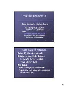 Tin học đại cương - Bài 01: Các khái niệm về thông tin, dữ liệu và tin học