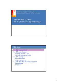 Tin học đại cương - Bài 7: Các cấu trúc lập trình trong C