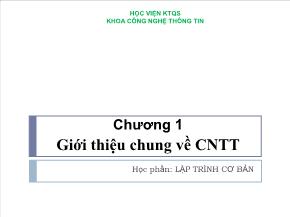 Tin học đại cương - Chương 1: Giới thiệu chung về Công nghệ thông tin