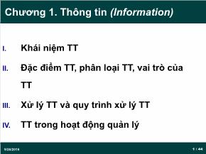 Tin học đại cương - Chương 1: Thông tin (Information)