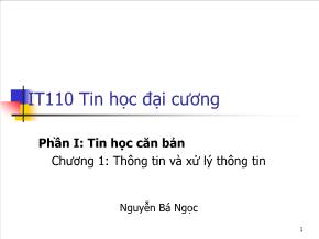 Tin học đại cương - Chương 1: Thông tin và xử lý thông tin