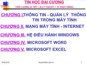 Tin học đại cương - Chương I: Thông tin và tin học