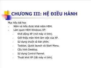 Tin học đại cương - Chương III: Hệ điều hành