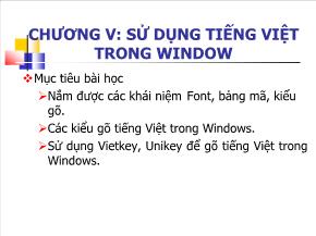 Tin học đại cương - Chương V: Sử dụng tiếng Việt trong window