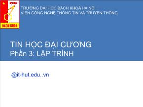 Tin học đại cương - Phần 3: Lập trình C