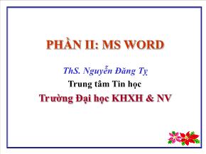 Tin học đại cương - Phần II: Ms word