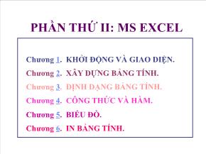 Tin học đại cương - Phần thứ II: Ms excel - Chương I: Khởi động và giao diện