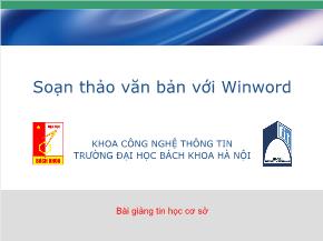 Tin học đại cương - Soạn thảo văn bản với Winword