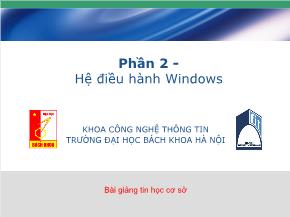 Tin học nâng cao - Phần 2: Hệ điều hành Windows