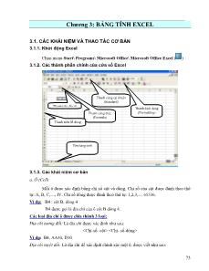 Tin học văn phòng - Chương 3: Bảng tính excel
